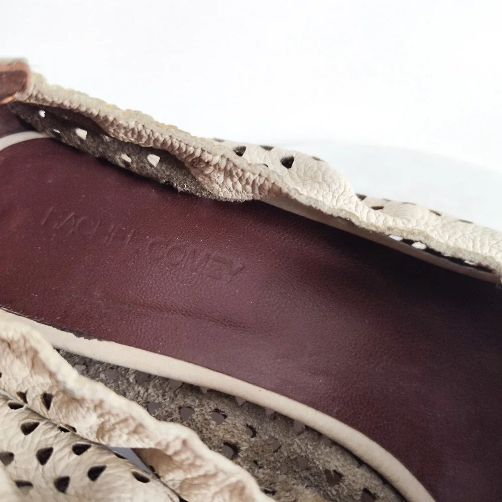 Rachel Comey Loafers 9.5 Perforated Leather Cream Square Toe Low Block Heel Boho